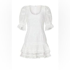 Jonathan Simkhai Dress Meg Puff Sleeve White Size 4